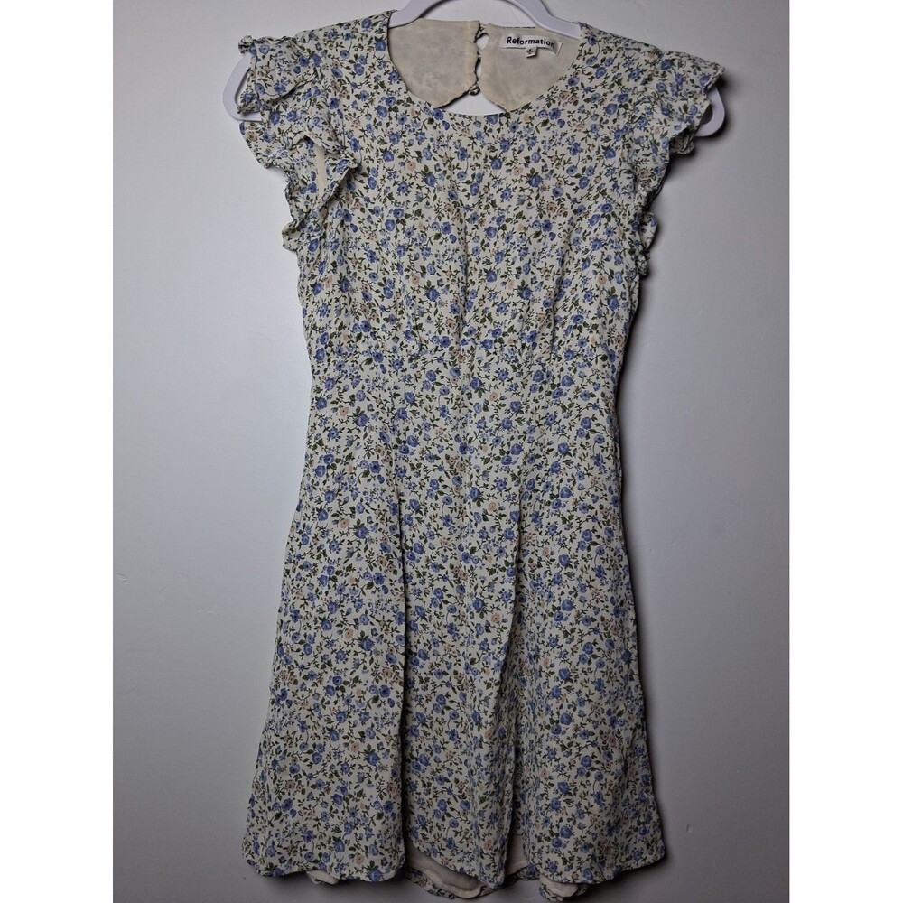 Reformation Idalia Mini Dress Size 6 Floral Open Back Coquette Romantic Cottage